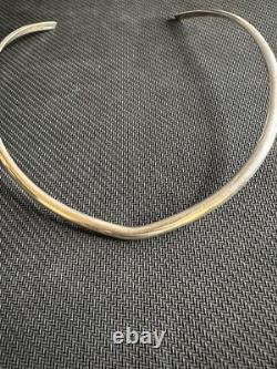 Vtg Native American Navajo Artie Yellowstone Sterling Silver Collar Necklace