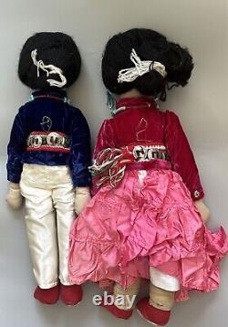 Vtg Native American Navajo Couple Doll Handmade with Beaded Turquoise Necklace 21