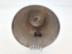Vtg Native American Navajo Handmade Stamped Sterl Silver Turquoise Hand Bell 4