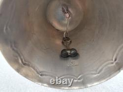 Vtg Native American Navajo Handmade Stamped Sterl Silver Turquoise Hand Bell 4