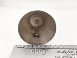 Vtg Native American Navajo Handmade Stamped Sterl Silver Turquoise Hand Bell 4
