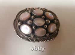 Vtg Native American Navajo Pink Shell Sterling Silver Brooch Marked F Sterling