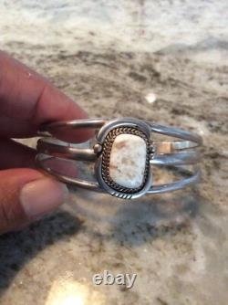 Vtg Native American Navajo RG sterling Silver buffalo turquoise cuff bracelet