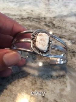 Vtg Native American Navajo RG sterling Silver buffalo turquoise cuff bracelet