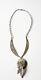 Vtg Native American Navajo Sterling Silver Concho Feathers Collar Neclace 17gr