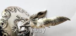 Vtg Native American Navajo Sterling Silver Concho Feathers Collar Neclace 17gr