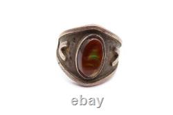 Vtg Native American Navajo Sterling Silver Fire Agate Ring Size 11.5 Mens Signed