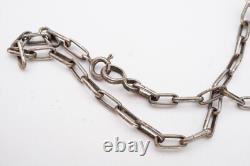 Vtg Native American Navajo Sterling Silver Mother Of Pearl Sandcast Necklace 20