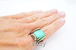 Vtg Native American Navajo Sterling Silver Turquoise Coral Ring Size 13.25 Mens