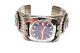Vtg Native American Navajo Sterling Silver Turquoise Cuff Bracelet Watch Signed