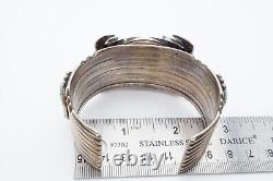 Vtg Native American Navajo Sterling Silver Turquoise Cuff Bracelet Watch Signed