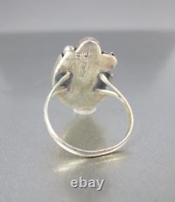 Vtg. Native American Navajo Sterling Turquoise Coral Claw Ring Signed BH