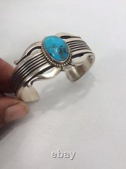 Vtg Native American Navajo Terry Martinez Silver Turquoise Cuff Bracelet