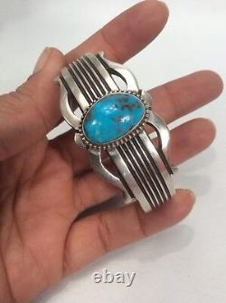 Vtg Native American Navajo Terry Martinez Silver Turquoise Cuff Bracelet