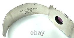 Vtg Native American Navajo Toadlena Amethyst Sterling Silver Gold Cuff Bracelet