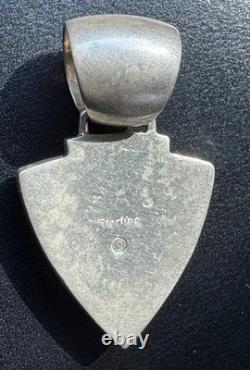 Vtg Native American Sterling Silver & Inlay Onyx Pendant Signed Albert Francisco