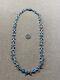 Vtg Native American Sterling Silver Navajo Kingman Turquoise Necklace Signed