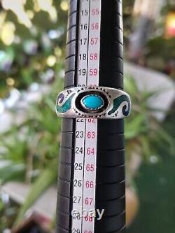 Vtg Navajo Jack Whittaker Sleeping Beauty Turquoise/Lapis Sterling Ring sz 9.5