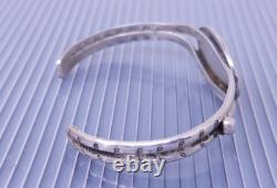 Vtg Navajo Native American Sterling Silver Red Coral Cuff Bracelet