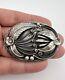Vtg Navajo Sterling Silver 3d Stamped Feather Leaf & Flower Belt Buckle 2.5