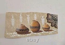 Vtg Patt Yazzie Signed Navajo Native American Hand Painted Stone Pottery Art