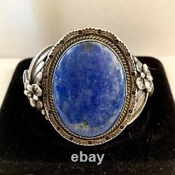 Vtg Roie Jaque Native American Navajo Sterling Silver Big Lapis Lazuli Bracelet