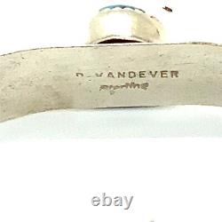 Vtg Sign Sterling Vandever Navajo Native American Turquoise Cuff Bracelet 6 1/4