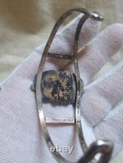 Vtg Signed Navajo Sterling Silver 925 MOP & Turquoise Cuff Bracelet 7