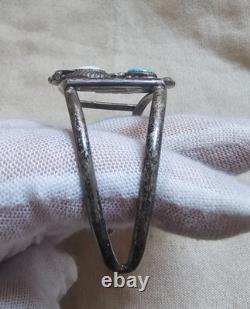 Vtg Signed Navajo Sterling Silver 925 MOP & Turquoise Cuff Bracelet 7
