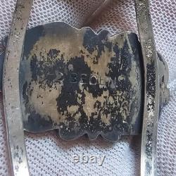 Vtg Signed Navajo Sterling Silver 925 MOP & Turquoise Cuff Bracelet 7