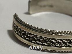 Vtg Tahe Twisted Rope Navajo Sterling Silver Native American Bracelet