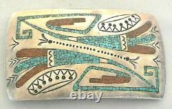 WILLIAM SINGER NAVAJO BELT BUCKLE Sterling Silver Turquoise & Coral Tommy's Bro