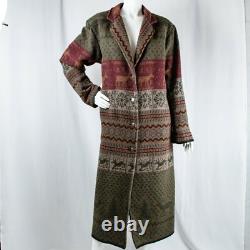WOODED RIVER Native American Navajo Deer Elk Wool Women Long Coat Size M L