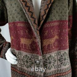 WOODED RIVER Native American Navajo Deer Elk Wool Women Long Coat Size M L