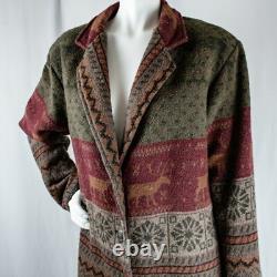 WOODED RIVER Native American Navajo Deer Elk Wool Women Long Coat Size M L