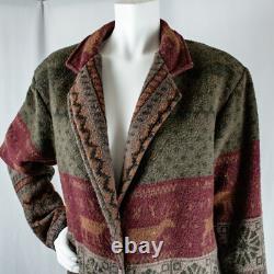 WOODED RIVER Native American Navajo Deer Elk Wool Women Long Coat Size M L