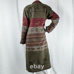 WOODED RIVER Native American Navajo Deer Elk Wool Women Long Coat Size M L