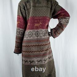 WOODED RIVER Native American Navajo Deer Elk Wool Women Long Coat Size M L
