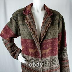 WOODED RIVER Native American Navajo Deer Elk Wool Women Long Coat Size M L WOODED RIVER Native American Navajo Deer Elk Wool Women Long Coat Size M L