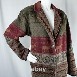 WOODED RIVER Native American Navajo Deer Elk Wool Women Long Coat Size M L