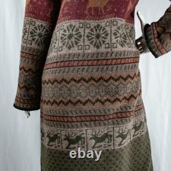 WOODED RIVER Native American Navajo Deer Elk Wool Women Long Coat Size M L