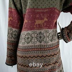 WOODED RIVER Native American Navajo Deer Elk Wool Women Long Coat Size M L