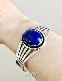 Will Denetdale Navajo Sterling Silver Lapis Lazuli Cuff Bracelet