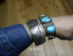 Willie Yazzie Vintage Native American Navajo Sterling Silver Cuff Bracelet
