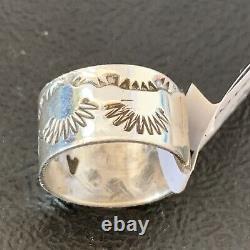 WoMens Band Native American Navajo Stamped Sterling Silver Pinky Ring Sz 3 10967