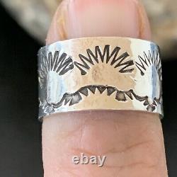WoMens Band Native American Navajo Stamped Sterling Silver Pinky Ring Sz 3 10967