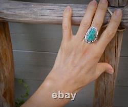 Women's Native American Turquoise Silver Ring Size 6.5