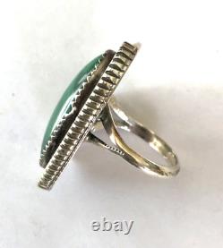 YAZZIE Native American Navajo Sterling & Malachite Ring Size 6 1/2