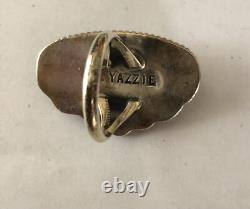 YAZZIE Native American Navajo Sterling & Malachite Ring Size 6 1/2