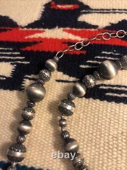 #2217 Perles Navajo Banc Collier De Perles Réglable 17-20 Argent Sterling 925
